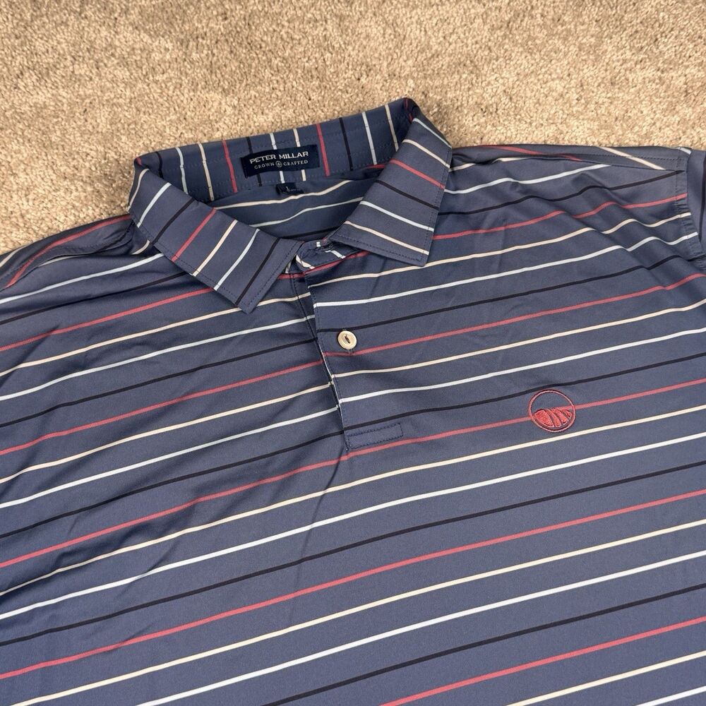 Peter Millar Crown Crafted Polo Shirt The Cliffs Golf Club Striped Men's Large